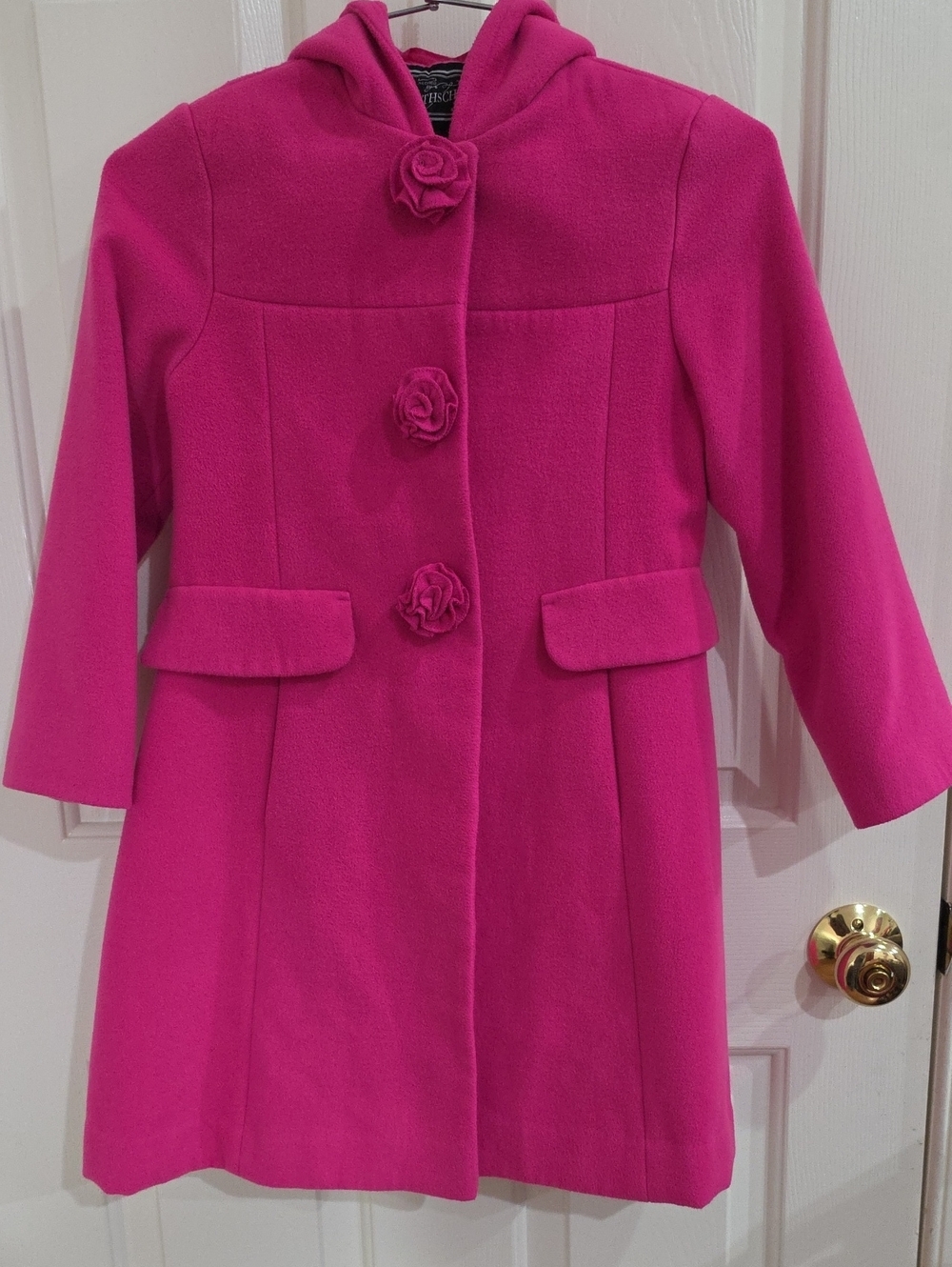 Rothschild Girls Pink Hooded Dress Coat with Rosettes Size 6